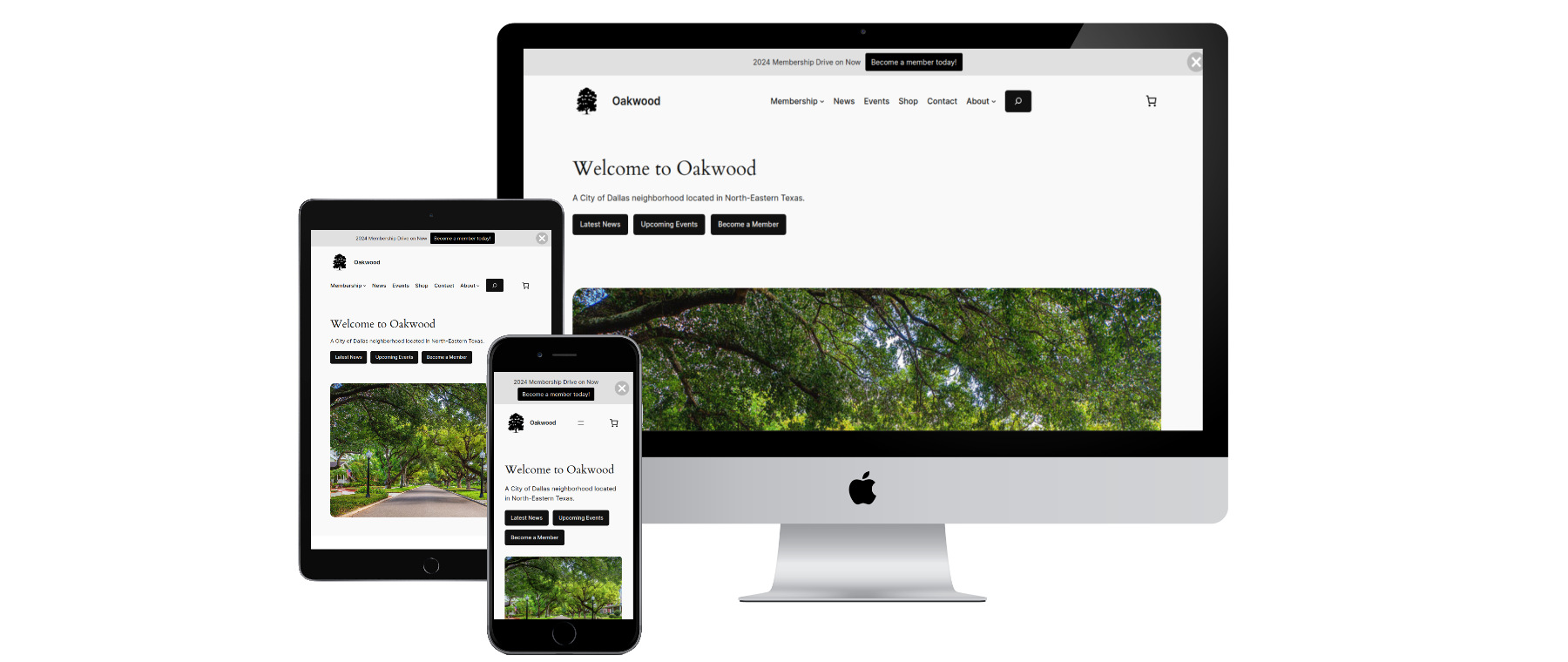 Oakwood website, image demonstrating it works across devices